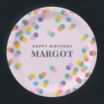 Pink Paper Plates with Confetti for Girl's Bday<br><div class="desc">Add a pop of color and fun to your girl's birthday celebration with our pink party plates! Featuring a playful confetti design, these plates are sure to bring a smile to the birthday girl's face and make the party even more special. Perfect for serving up slices of cake or holding...</div>