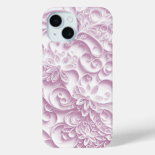 Pink Paper Quilling Daisy Design iPhone 15 Case