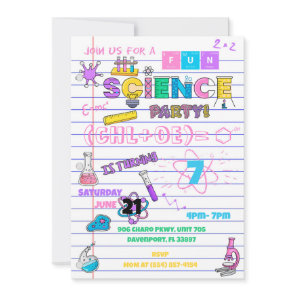 Pink Paper Science Invitation