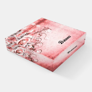Pink Paperweight with Rose, Swirls & Sparkles