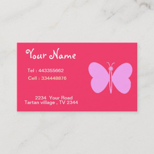 pink papillon business card template