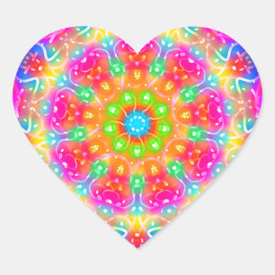 Pink Paradise Mandala Design Heart Sticker