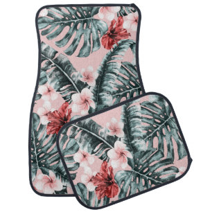 Pink Paradise Tropical Island Floral Botanical Car Floor Mat