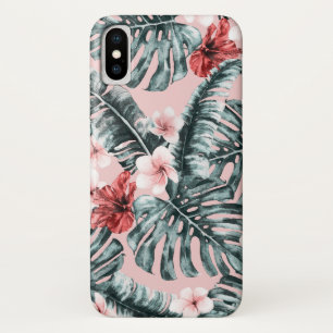 Pink Paradise Tropical Island Floral Botanical iPhone X Case