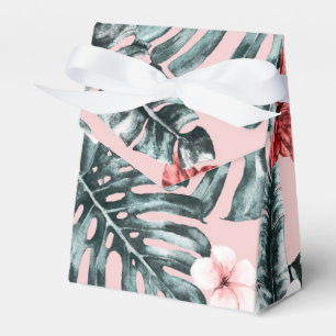 Pink Paradise Tropical Island Floral Botanical Favor Boxes