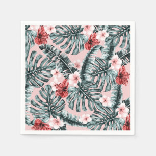 Pink Paradise Tropical Island Floral Botanical Napkins