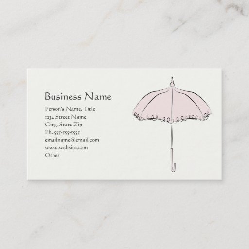 Customizable Pink Parasol Business Card Template