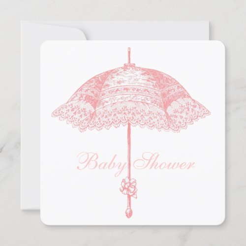 Pink Parasol Umbrella Baby Girl Shower Invite