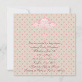 Pink Parasol Umbrella Baby Girl Shower Invitation (Back)