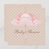 Pink Parasol Umbrella Baby Girl Shower Invitation (Front/Back)