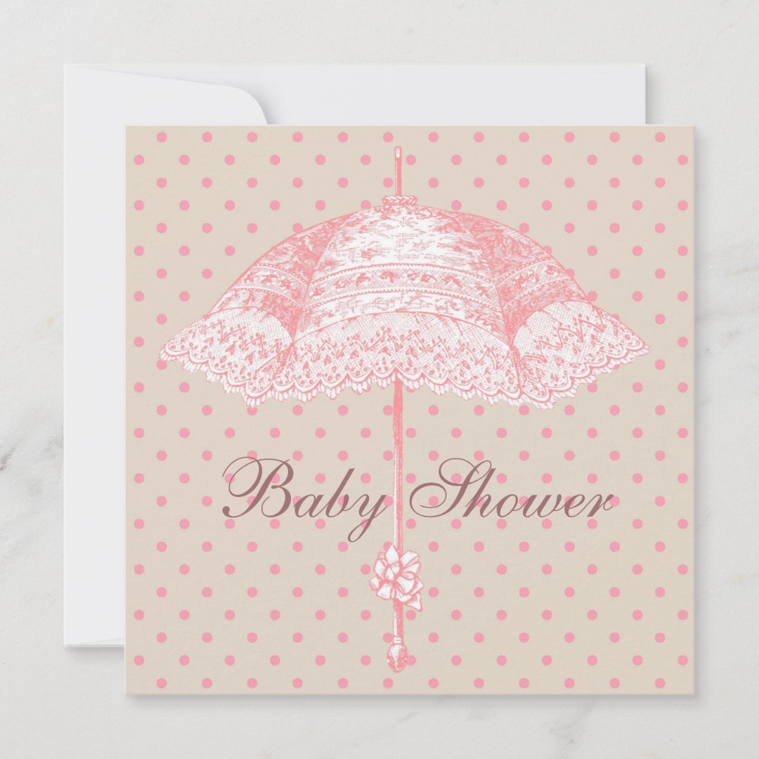 Pink Umbrella Baby Girl Baby Shower Invitation | Zazzle