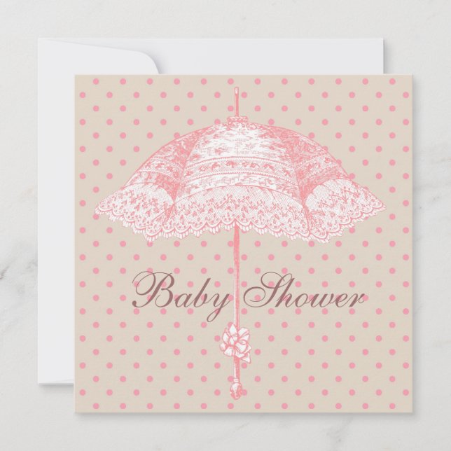 Pink Parasol Umbrella Baby Girl Shower Invitation (Front)