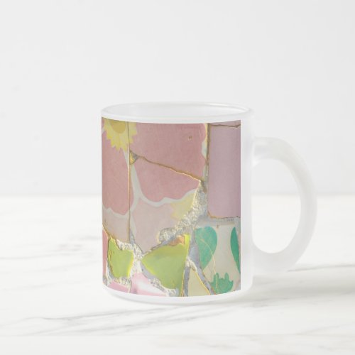 Pink Parc Guell Tiles in Barcelona Spain Frosted Glass Coffee Mug