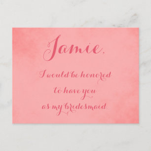 Pink Parchment bridesmaid invitation