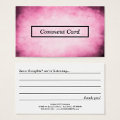 pink parchment comment card (Front & Back)