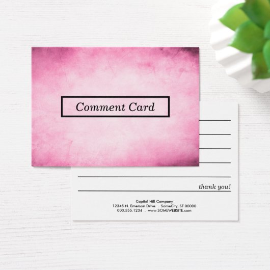 pink parchment comment card (Desk)