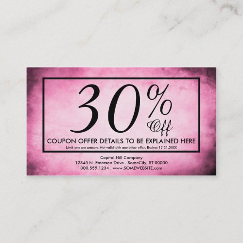 pink parchment coupon card