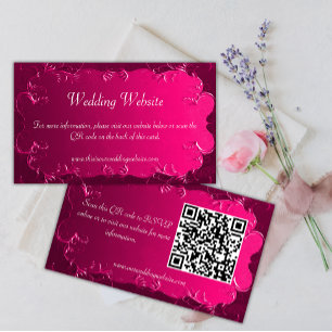 Pink Parchment Scrolls Vintage QR Wedding Card
