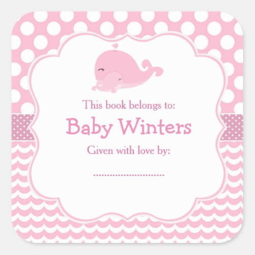Pink Parent  Child Whale Pink Girl Bookplate
