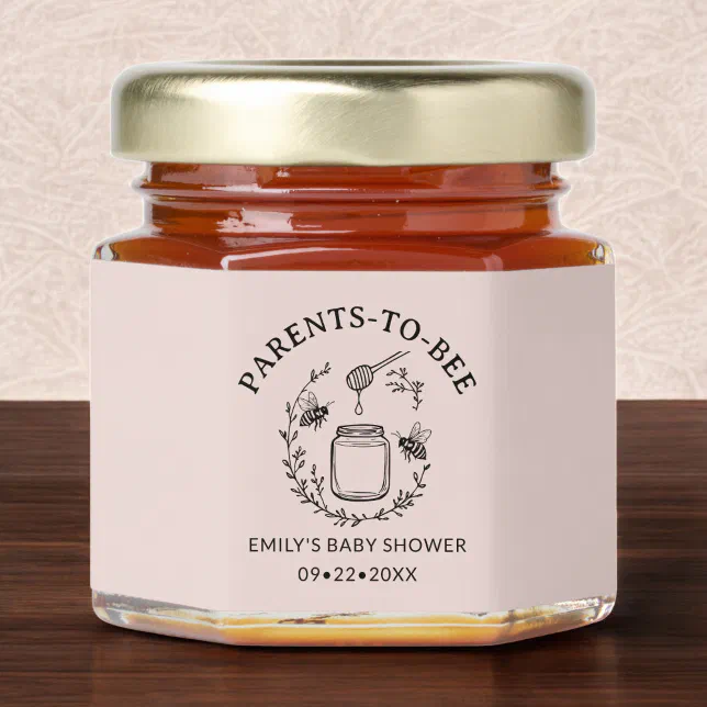 Pink Parents to Bee Floral Wreath Baby Shower Honey Jar Favors




