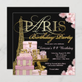Pink Paris Birthday Party Invitation (Front/Back)