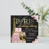 Pink Paris Birthday Party Invitation (Standing Front)
