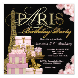 Paris Birthday Invitations Zazzle