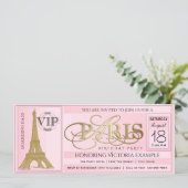 PInk Paris Birthday Party Ticket Invitation (Standing Front)