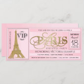 PInk Paris Birthday Party Ticket Invitation (Front/Back)