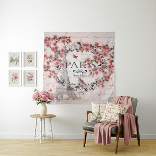 Pink Paris blossoms Tapestry