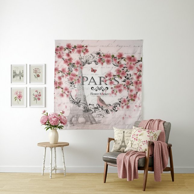Pink Paris blossoms Tapestry (Creator Uploaded)