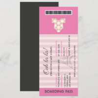 Pink Paris Boarding Pass Baby Shower invitation