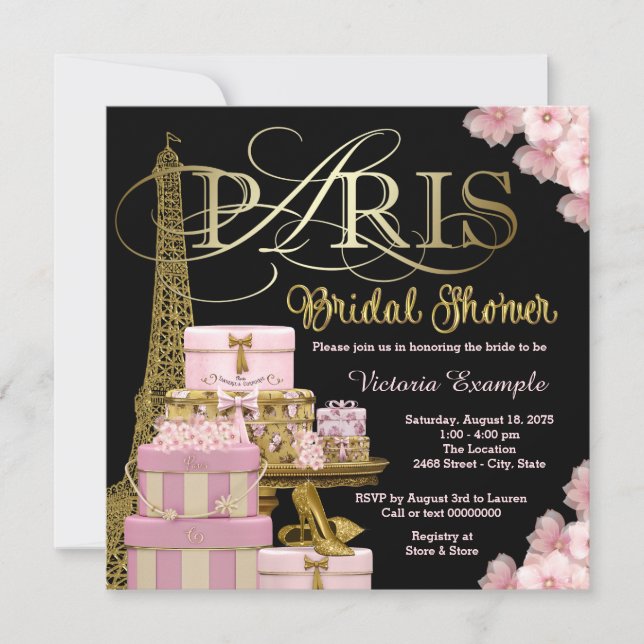 Pink Paris Bridal Shower Invitation (Front)
