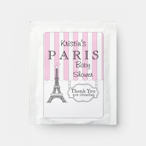 Pink Paris Eiffel Tower Baby Shower  Tea Bag Drink Mix