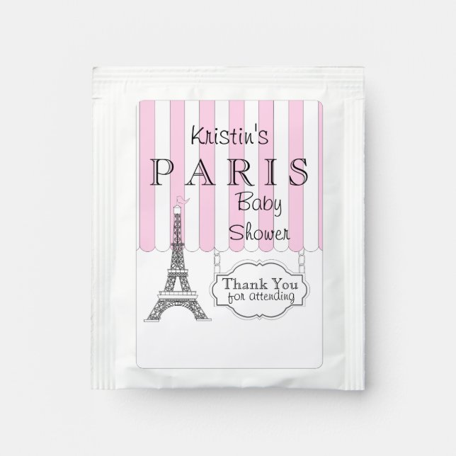 Pink Paris Eiffel Tower Baby Shower  Tea Bag Drink Mix (Front)