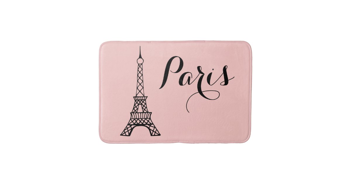 Pink Paris Eiffel Tower Bath Mat Bathroom Rug Zazzle