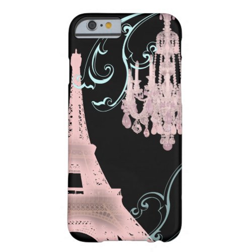 pink Paris Eiffel Tower chandelier vintage iPhone  Barely There iPhone 6 Case