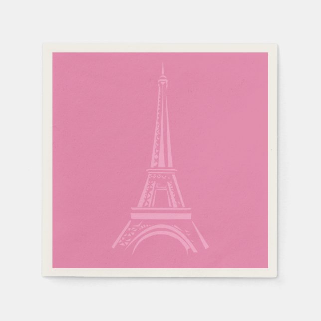 Pink Paris Eiffel Tower Paper Napkins (Front)