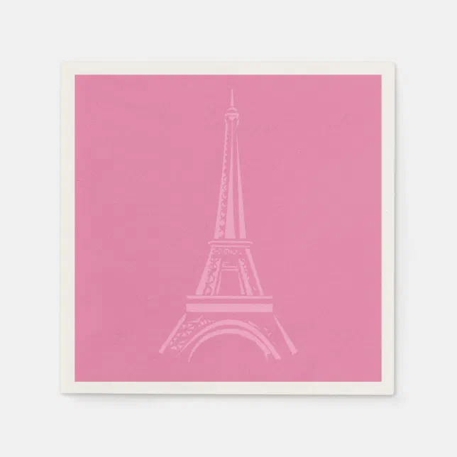 Pink Paris Eiffel Tower Paper Napkins Zazzle