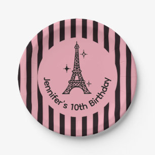 Pink Paris Eiffel Tower Party Plates