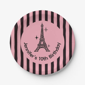 Pink Paris Eiffel Tower Party Plates