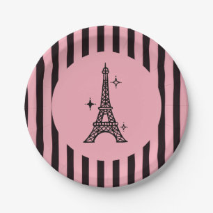 Pink Paris Eiffel Tower Party Plates