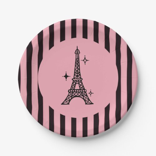 Pink Paris Eiffel Tower Party Plates