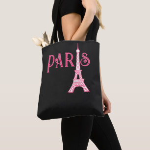 Pink Paris Eiffel Tower Tote Bag