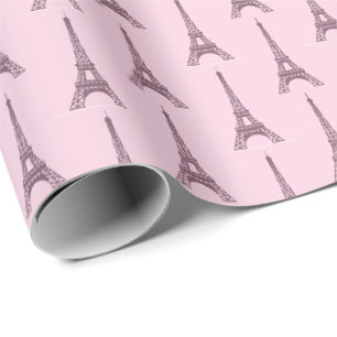 Pink Paris Eiffel Tower Wrapping Paper