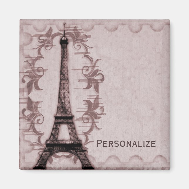 Pink Paris Grunge Magnet (Front)