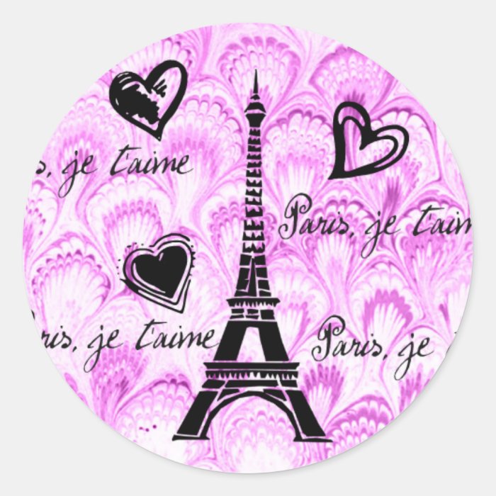PINK Paris, je t'aime Round Stickers