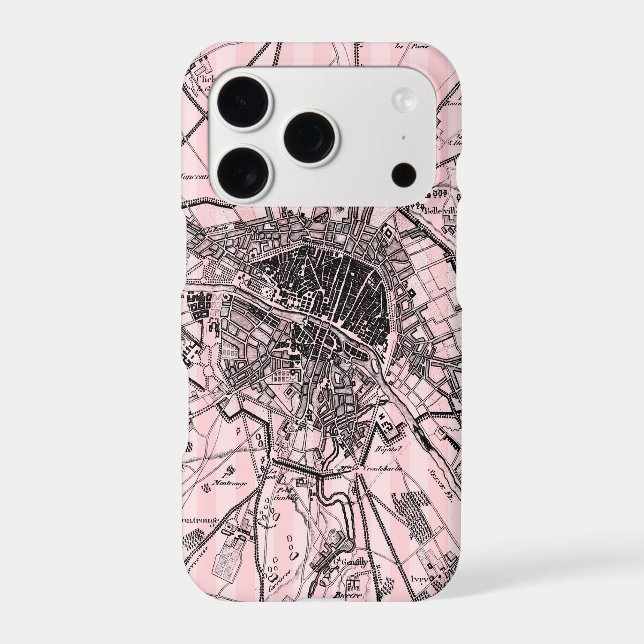 Pink Paris Map iPhone Case (Back)