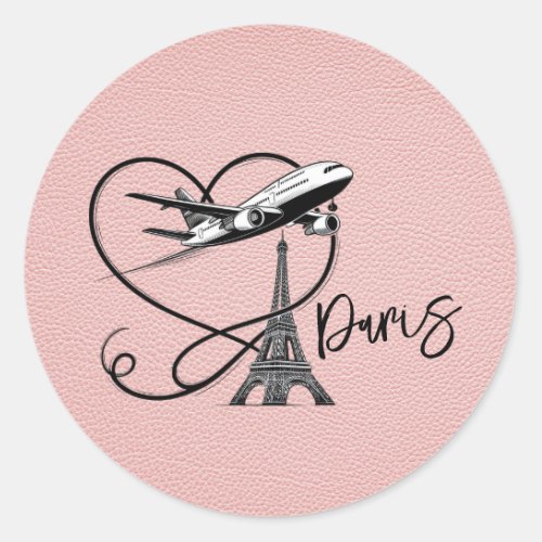 Pink Paris Passport  Classic Round Sticker