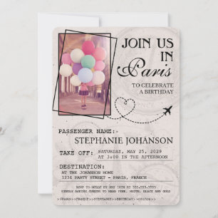 Pink Paris Passport Party Invitation